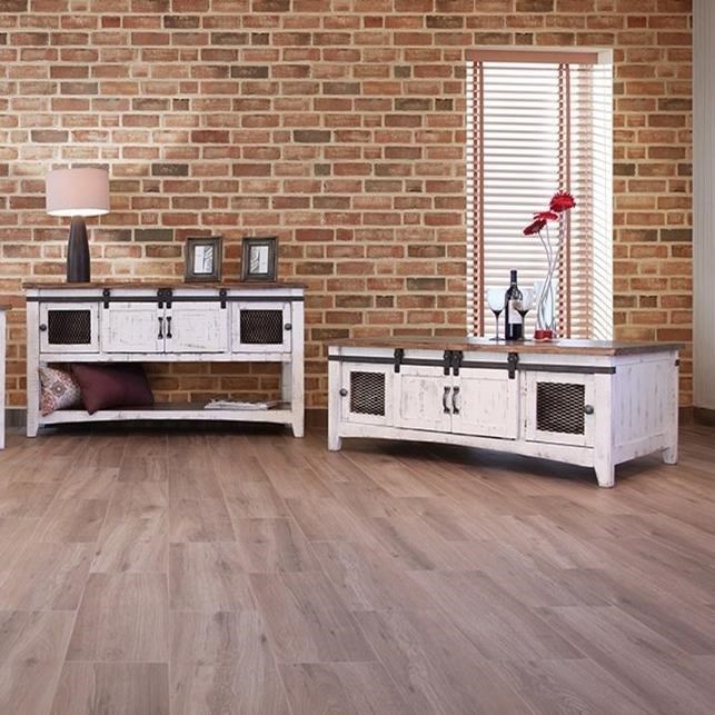 International Furniture Direct Pueblo Rustic Cocktail Table with Mesh